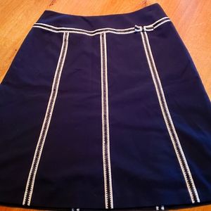 Ann Taylor black skirt with cream ribbon detail